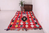 Red Moroccan runner rug 3.9 X 9.2 Feet