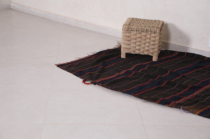 Black Moroccan Blanket 4.1 FT X 5.5 FT