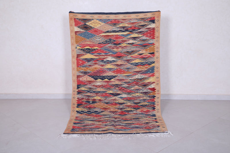 Moroccan handwoven kilim 3.5 FT X 5.8 FT