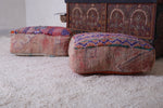 Two handmade moroccan ottoman rug pouf