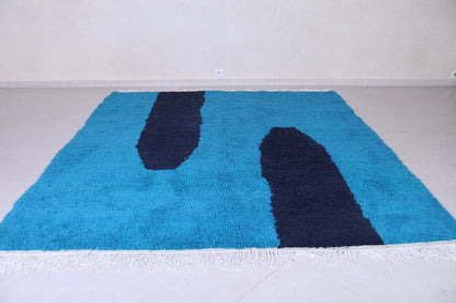 Contemporary Blue Rug - Moroccan Area Rug - Handmade Berber Rug - Custom Rug