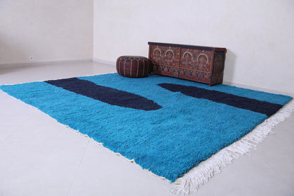 Contemporary Blue Rug - Moroccan Area Rug - Handmade Berber Rug - Custom Rug