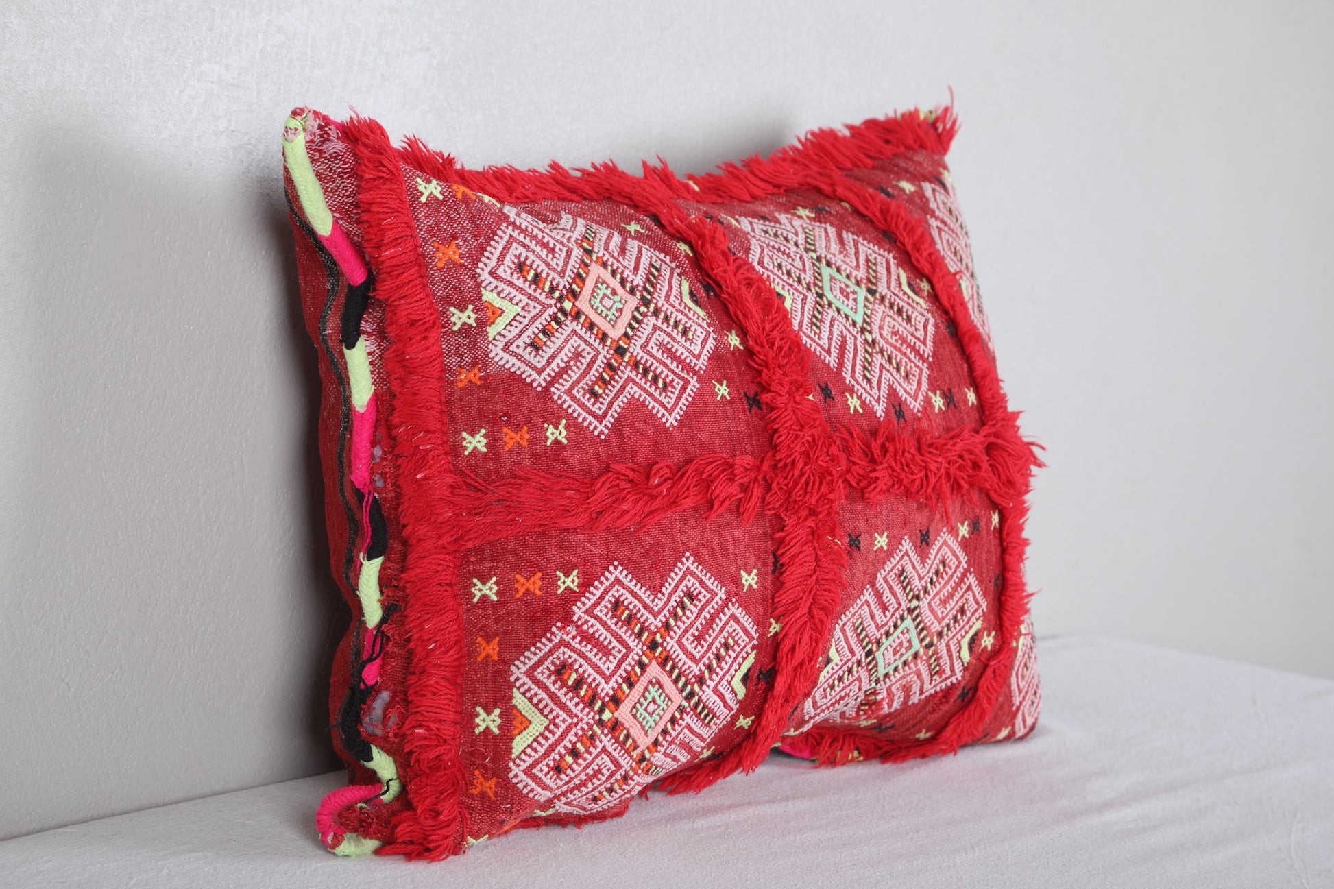 Red Moroccan Kilim Pillow 16.9 INCHES X 20.8 INCHES