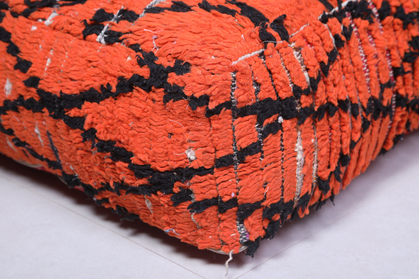 Two handmade berber red rug pouf
