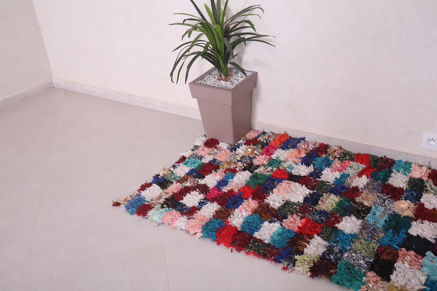 Colorful Runner Boucherouite rug 3 X 7.6 Feet