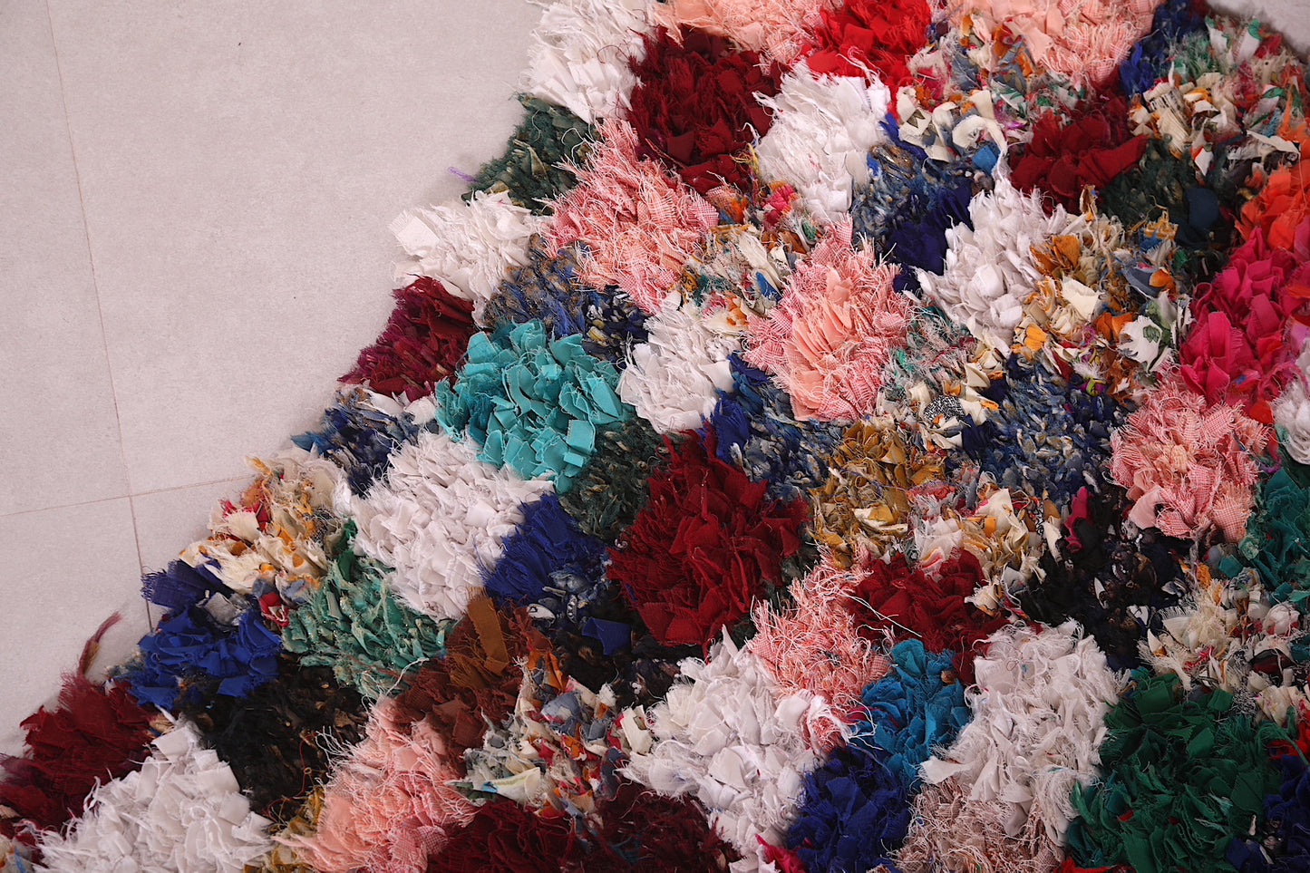 Colorful Runner Boucherouite rug 3 X 7.6 Feet