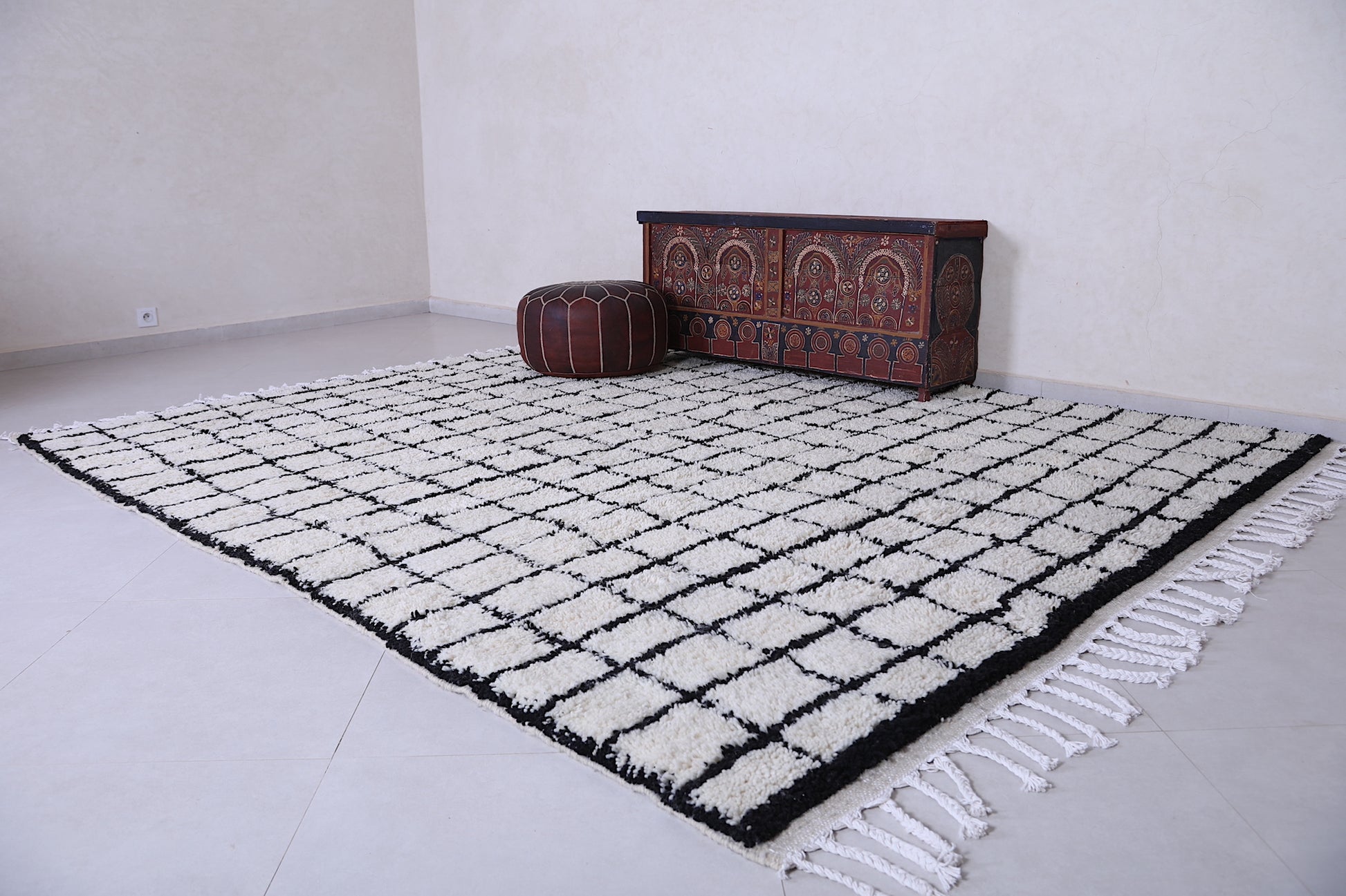 Custom berber area rug - Handmade moroccan plaid carpet