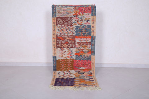 Colorful moroccan handwoven kilim 2.3 FT X 5.3 FT