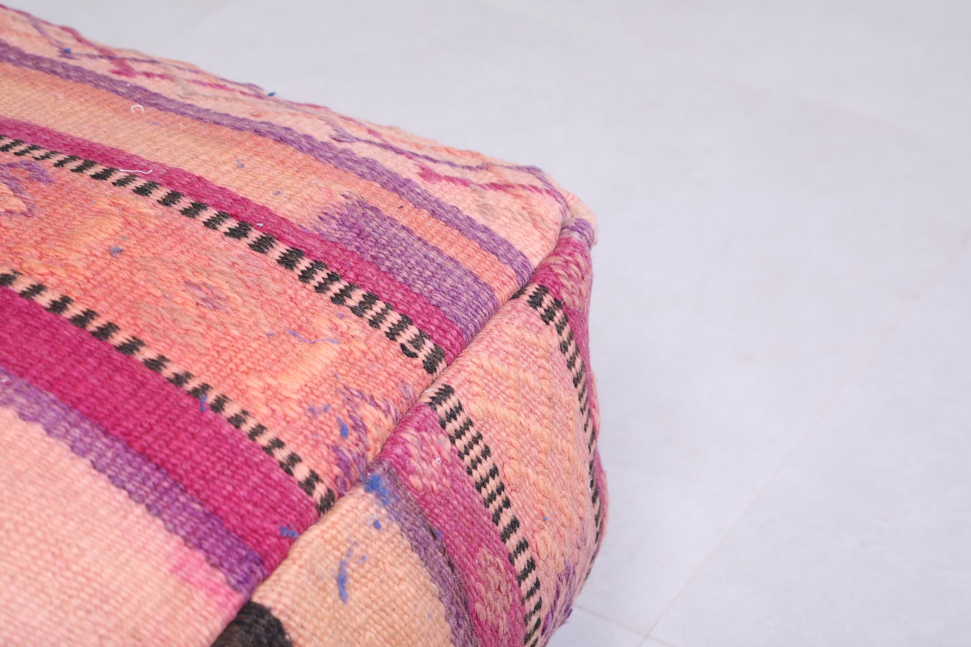 Two Moroccan Ottoman Kilim woven pouf Cushions