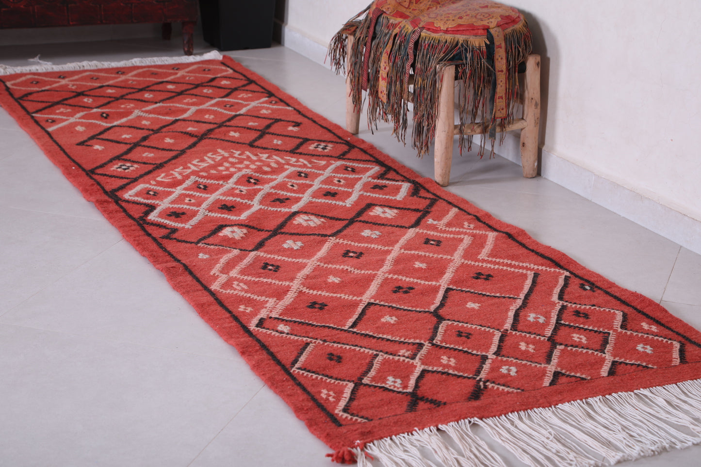 Runner handmade rug, custom berber red carpet