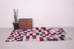 Boucherouite checkered rug 5 x 7.9 Feet