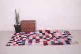 Boucherouite checkered rug 5 x 7.9 Feet