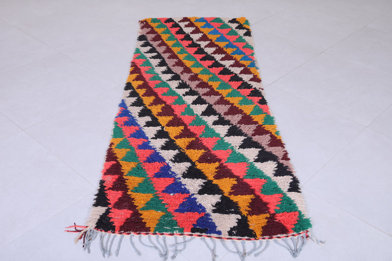 Moroccan Shag Rug – Vibrant Triangular Design 2.5 x 6.8 ft - Runner moroccan rugs