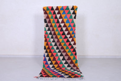 Moroccan Shag Rug – Vibrant Triangular Design 2.5 x 6.8 ft - Runner moroccan rugs