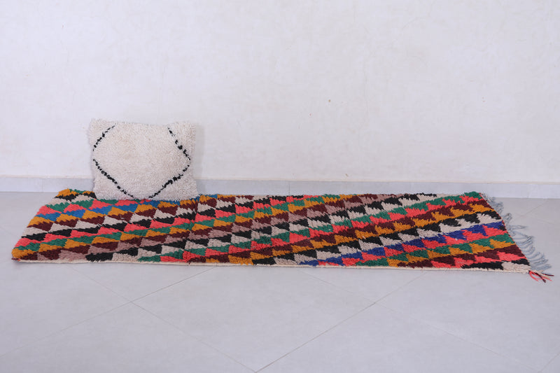 Moroccan Shag Rug – Vibrant Triangular Design 2.5 x 6.8 ft - Runner moroccan rugs