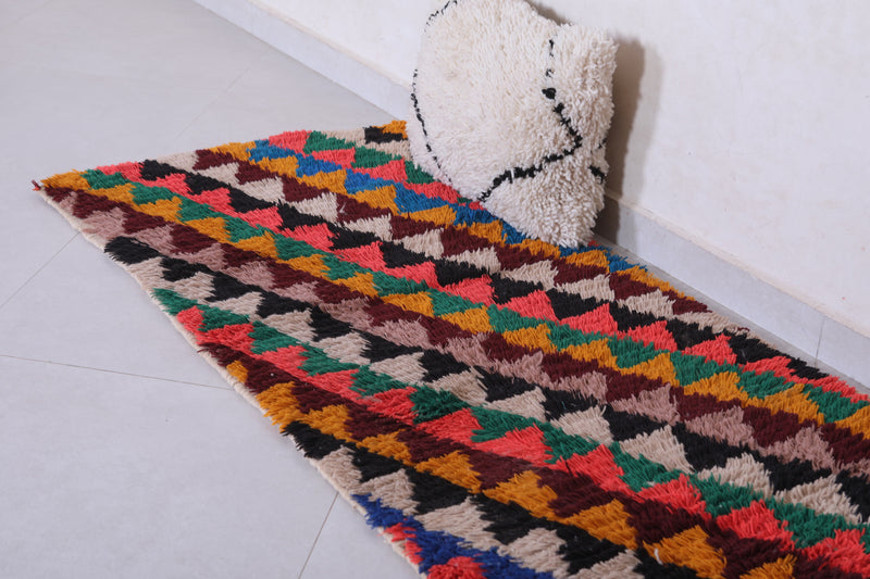 Moroccan Shag Rug – Vibrant Triangular Design 2.5 x 6.8 ft - Runner moroccan rugs