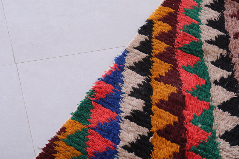Moroccan Shag Rug – Vibrant Triangular Design 2.5 x 6.8 ft - Runner moroccan rugs