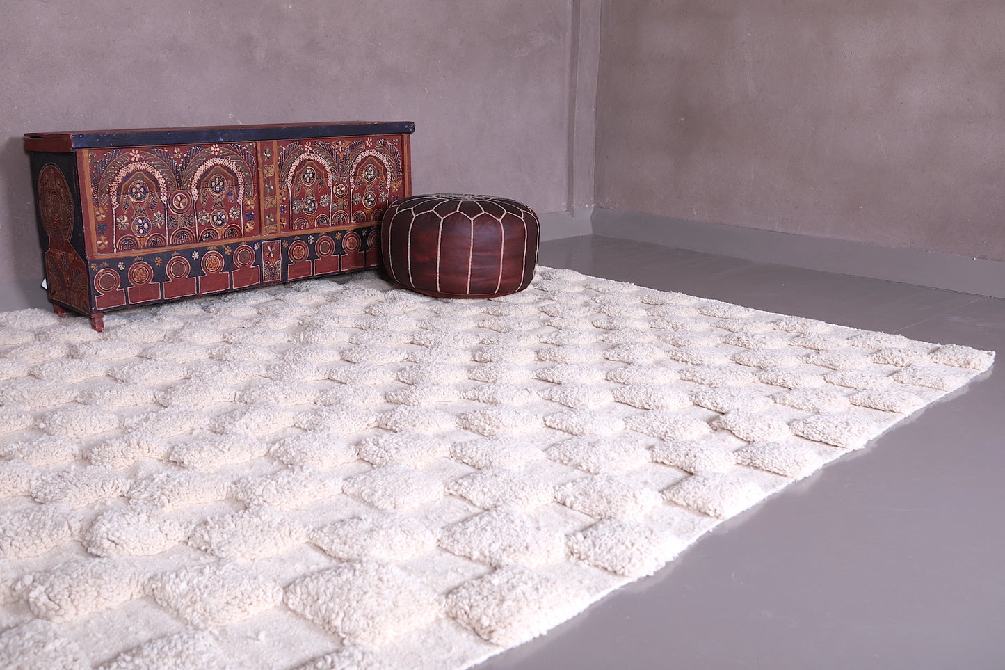 Custom Moroccan Checkered shag rug - Handmade Moroccan Berber rug