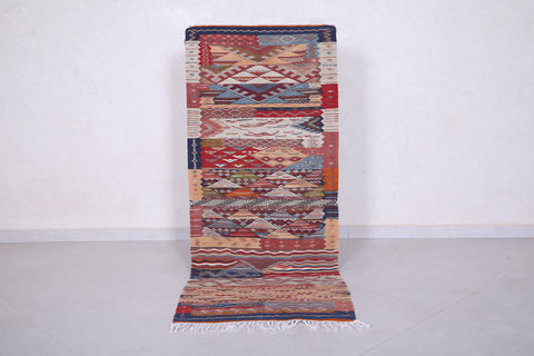 Vintage moroccan berber handwoven kilim runner rug  2.3 FT X 5.7 FT