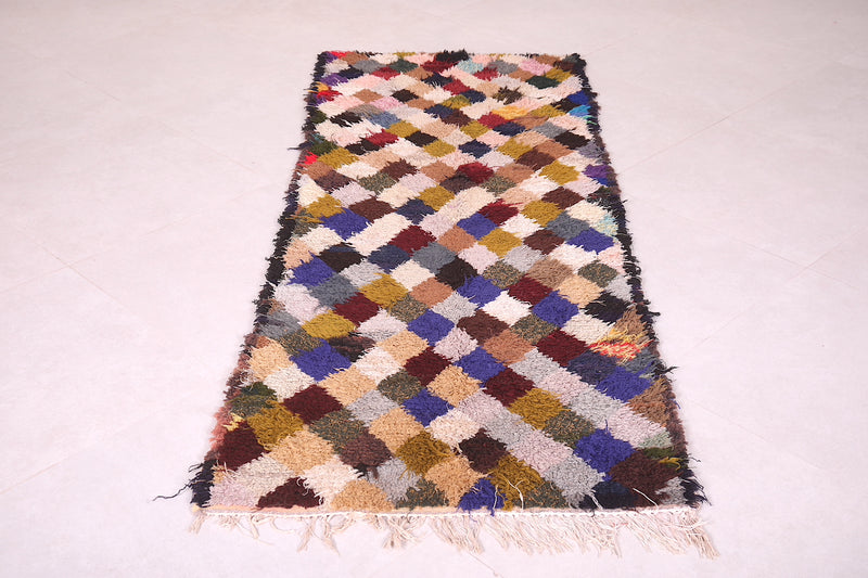 Moroccan Boucherouite Runner Rug 2.7 x 6.9 Feet - Handmade Vibrant Design - DEFERENT MOROCCAN RUGS