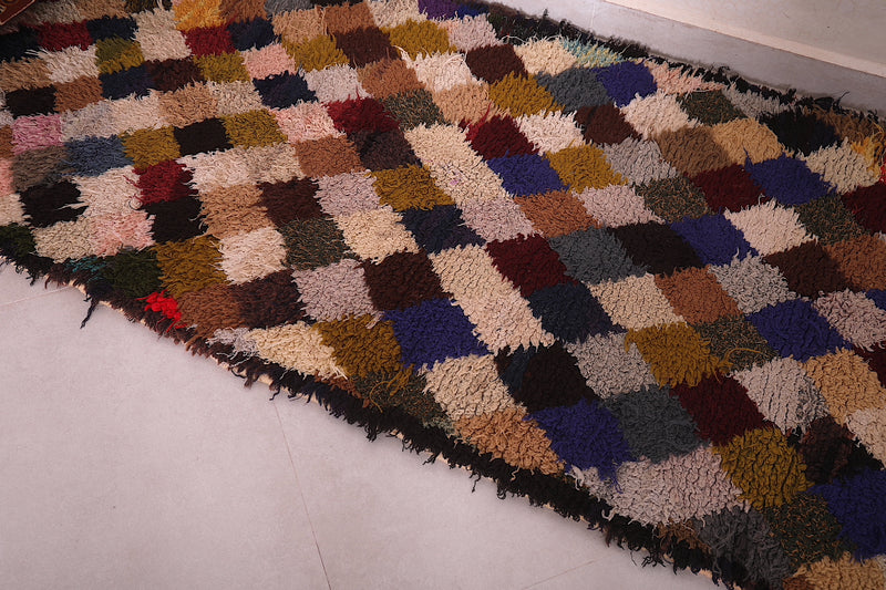 Moroccan Boucherouite Runner Rug 2.7 x 6.9 Feet - Handmade Vibrant Design - DEFERENT MOROCCAN RUGS