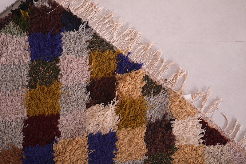 Moroccan Boucherouite Runner Rug 2.7 x 6.9 Feet - Handmade Vibrant Design - DEFERENT MOROCCAN RUGS