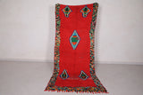 Red Tribal Berber Rug 3.4 x 8.9 Feet