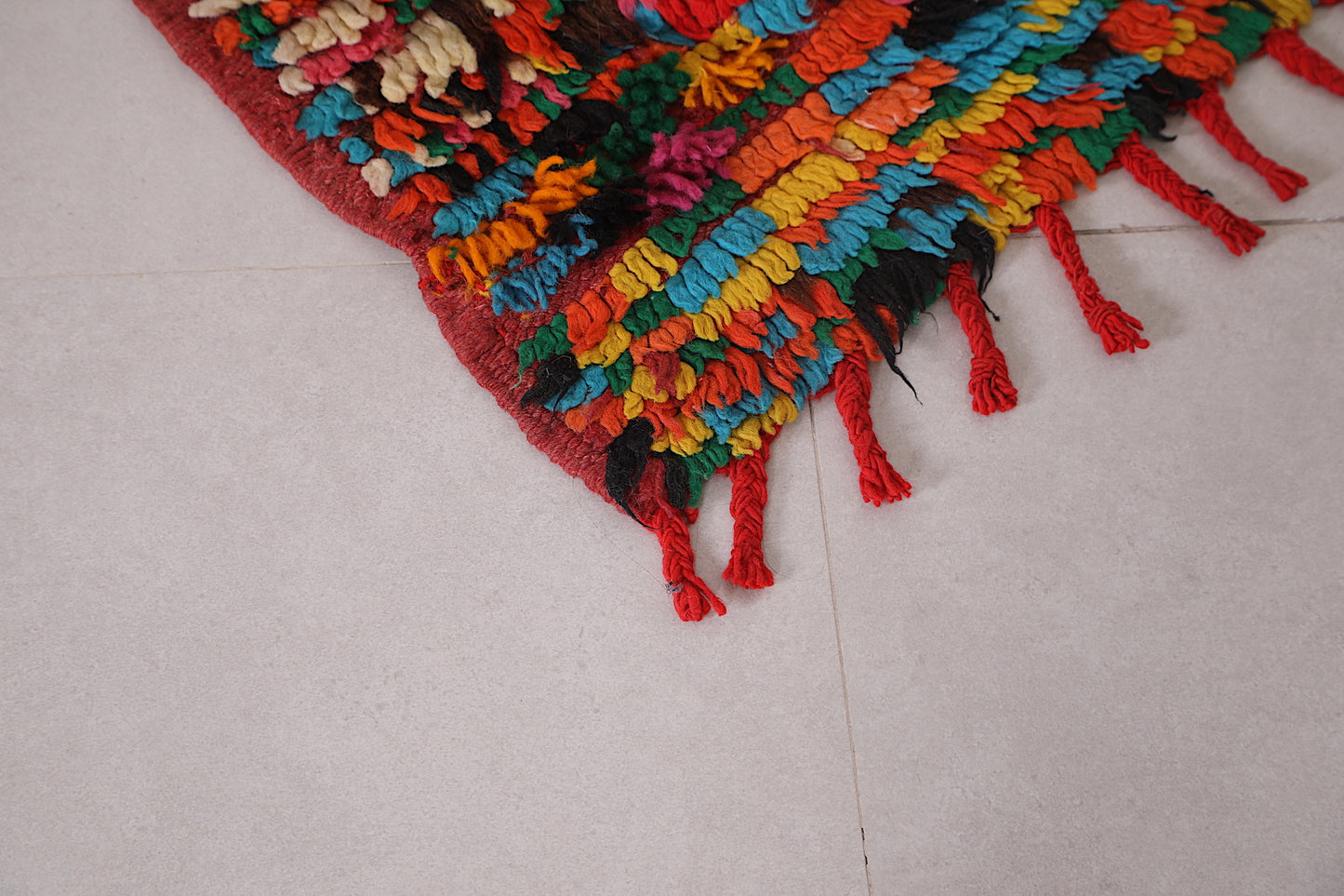Red Tribal Berber Rug 3.4 x 8.9 Feet