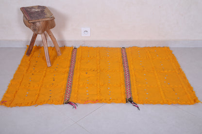 Yellow moroccan handwoven kilim 2.8 FT X 4.4 FT