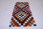 Colorful chess-like Moroccan rug 3 X 6.9 Feet