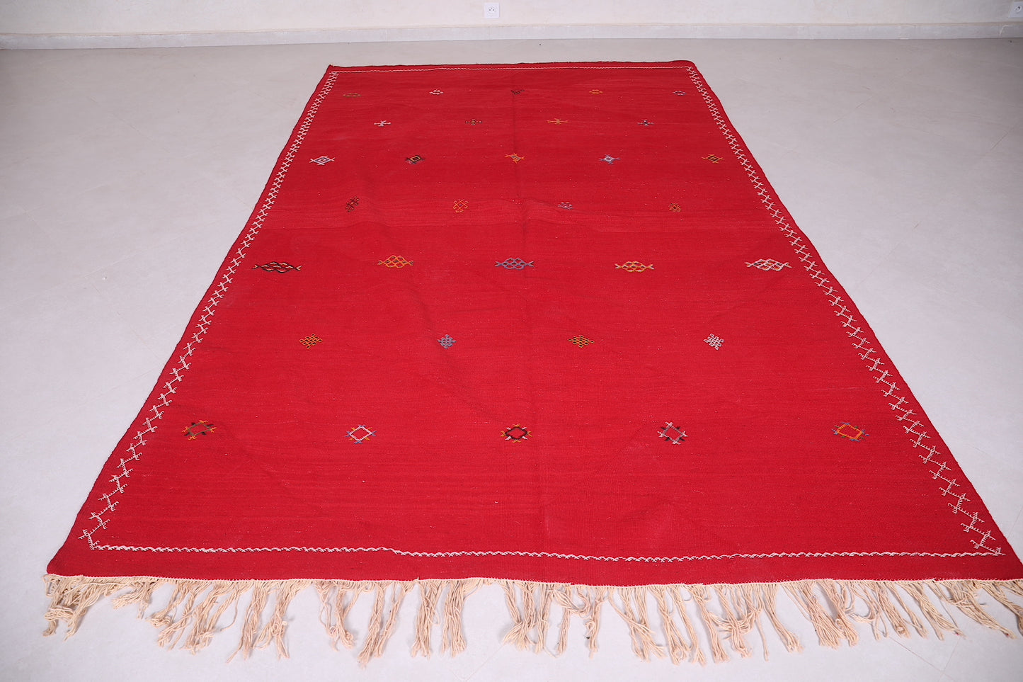 Moroccan rug red 6.2 FT X 9.9 FT