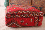 Red Moroccan floor berber rug pouf