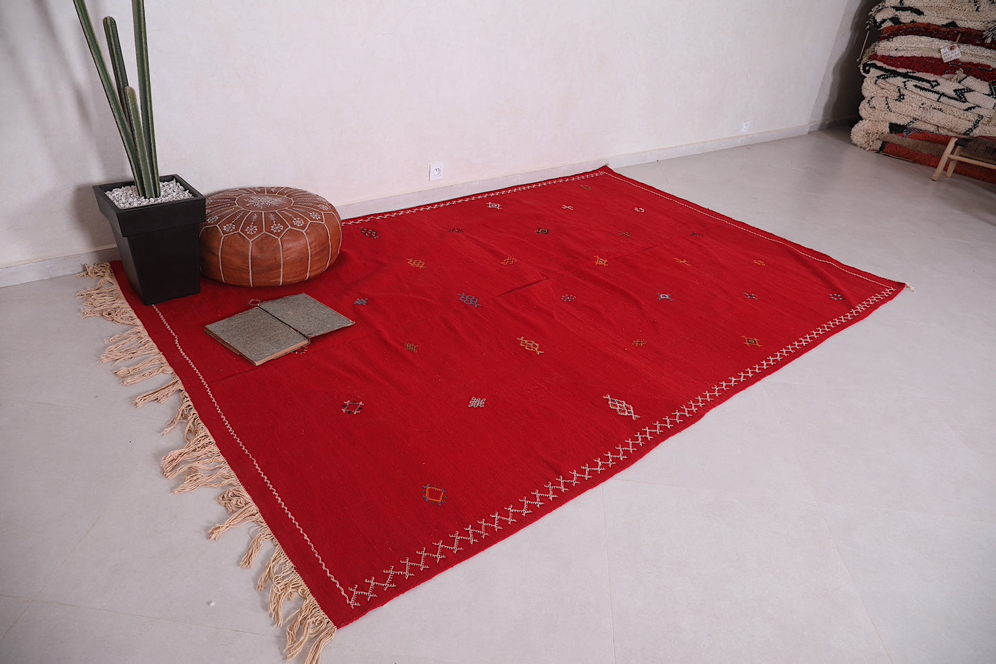 Moroccan rug red 6.2 FT X 9.9 FT