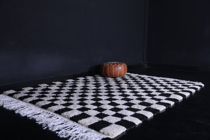 Checkered black and white moroccan rug 7.1 X 8.9 Feet