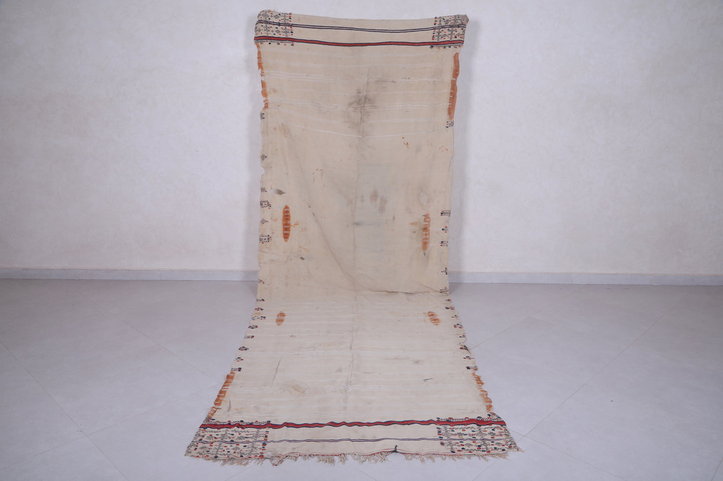 Vintage moroccan handwoven kilim 4.1 FT X 11.9 FT