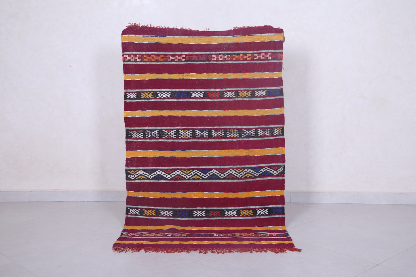 Moroccan colorful handwoven kilim 2.9 FT X 4.8 FT
