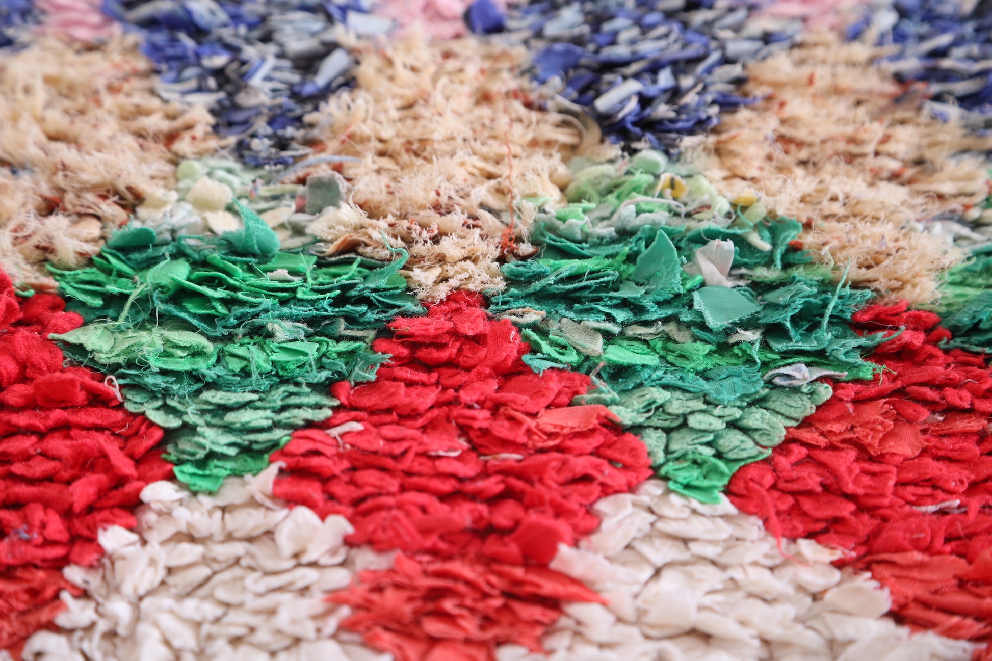 Colorful Moroccan Boucherouite rug 2.4 X 7 Feet