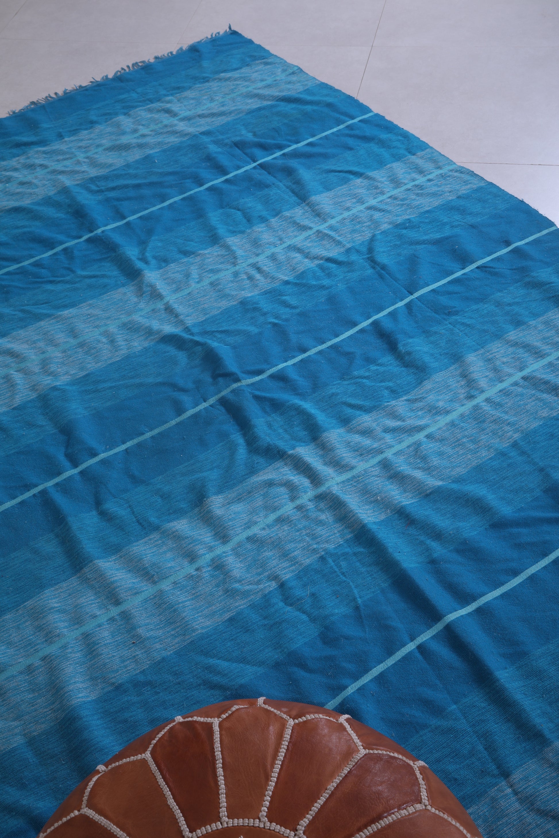 Blue moroccan handwoven kilim  5.7 FT X 9 FT