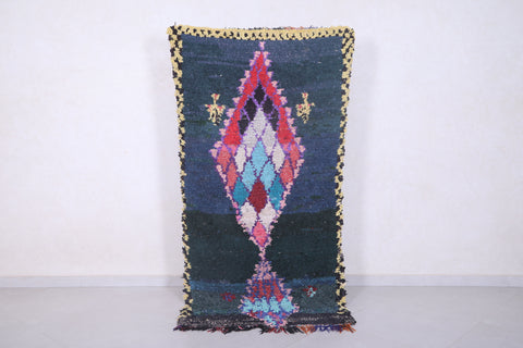 colorful boucherouite rug 3.2 X 6.7 Feet