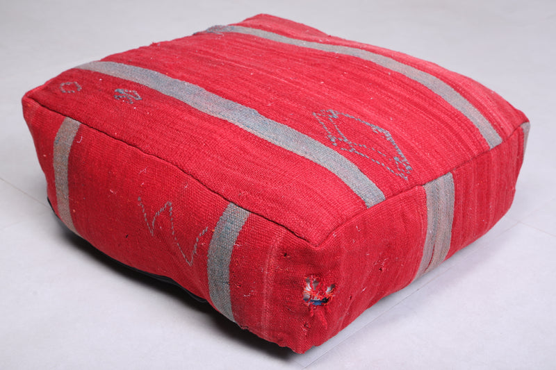 Two Moroccan Floor Poufs red Ottoman - kilim poufs
