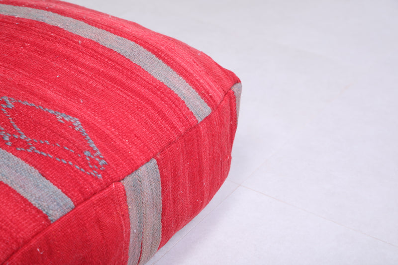 Two Moroccan Floor Poufs red Ottoman - kilim poufs