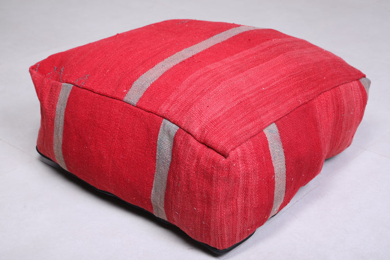 Two Moroccan Floor Poufs red Ottoman - kilim poufs
