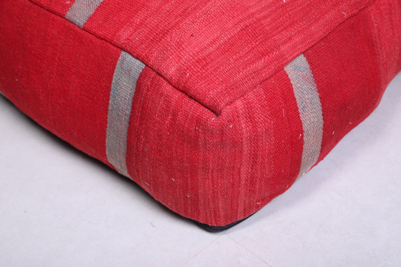 Two Moroccan Floor Poufs red Ottoman - kilim poufs