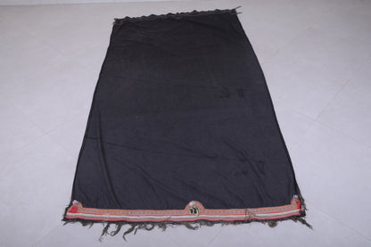 Vintage black handwoven kilim  4 FT X 7.6 FT