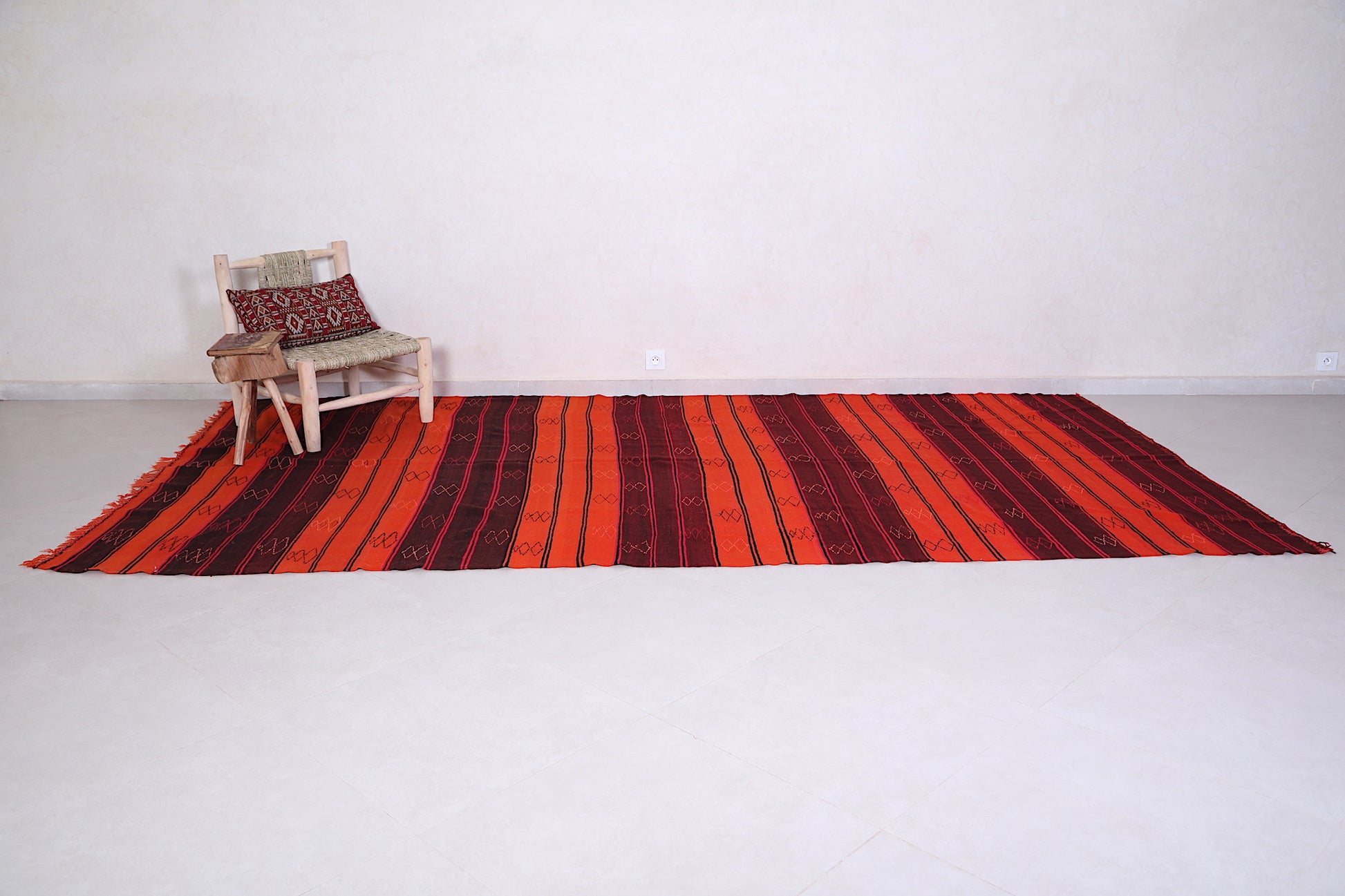 Vintage Stripe Moroccan kilim 6.4ft x 12.2ft