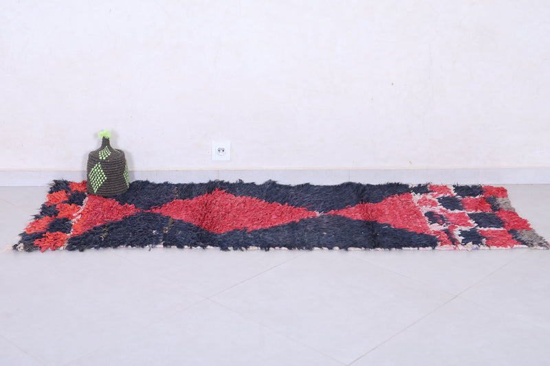 Handmade Moroccan Rug – Red & Navy Geometric 2.2 x 6.5 ft - Runner moroccan rugs
