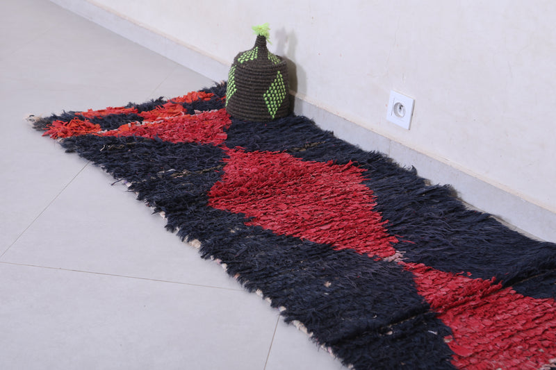 Handmade Moroccan Rug – Red & Navy Geometric 2.2 x 6.5 ft - Runner moroccan rugs