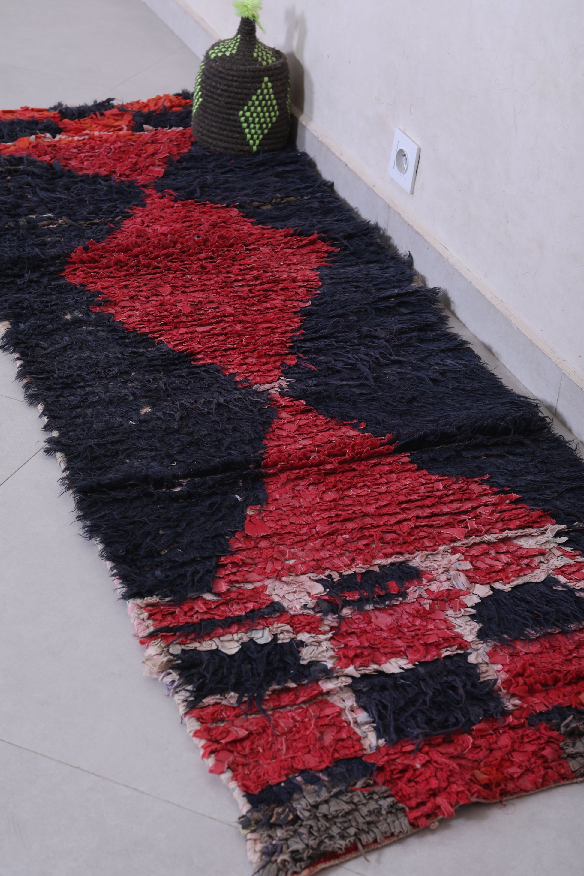 Vintage handmade moroccan berber runner rug 2.2 FT X 6.5 FT