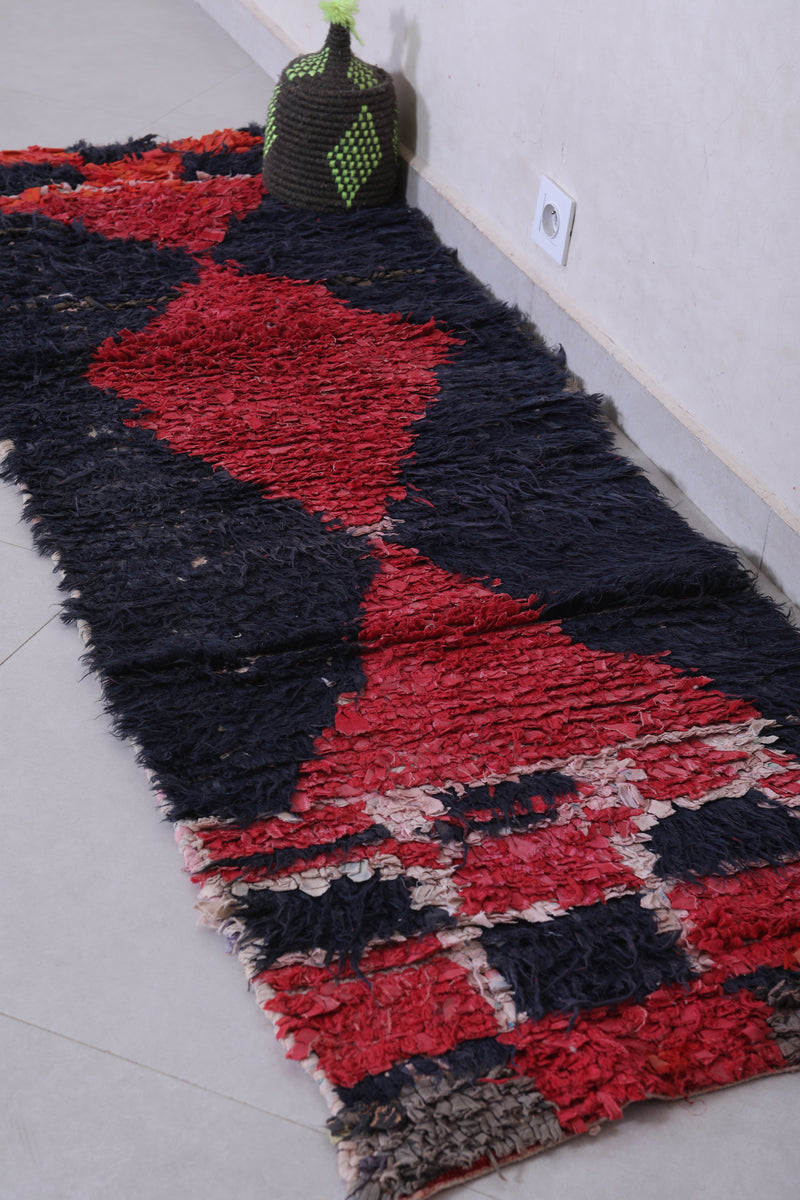 Handmade Moroccan Rug – Red & Navy Geometric 2.2 x 6.5 ft - Runner moroccan rugs