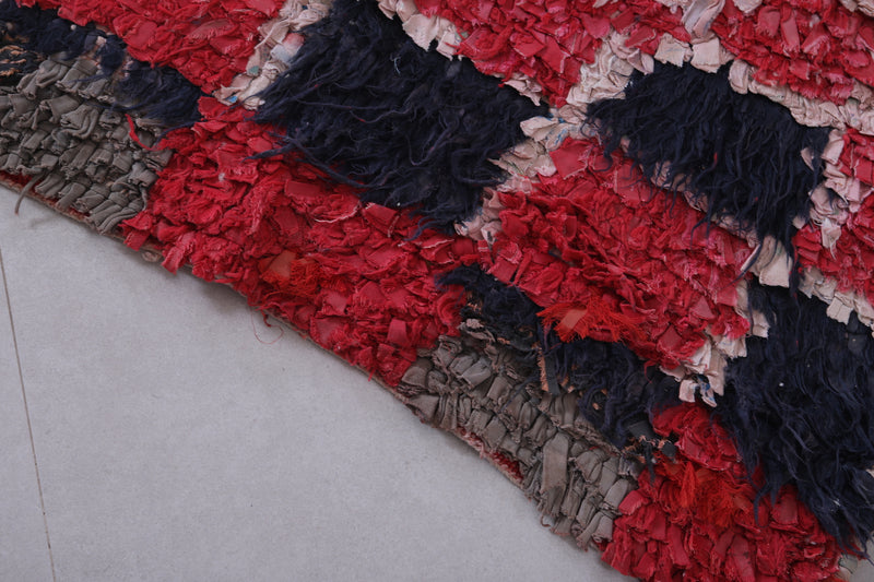 Handmade Moroccan Rug – Red & Navy Geometric 2.2 x 6.5 ft - Runner moroccan rugs